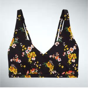 Size L OFFLINE by Aerie Goals Plunge Sports Bra in True Black